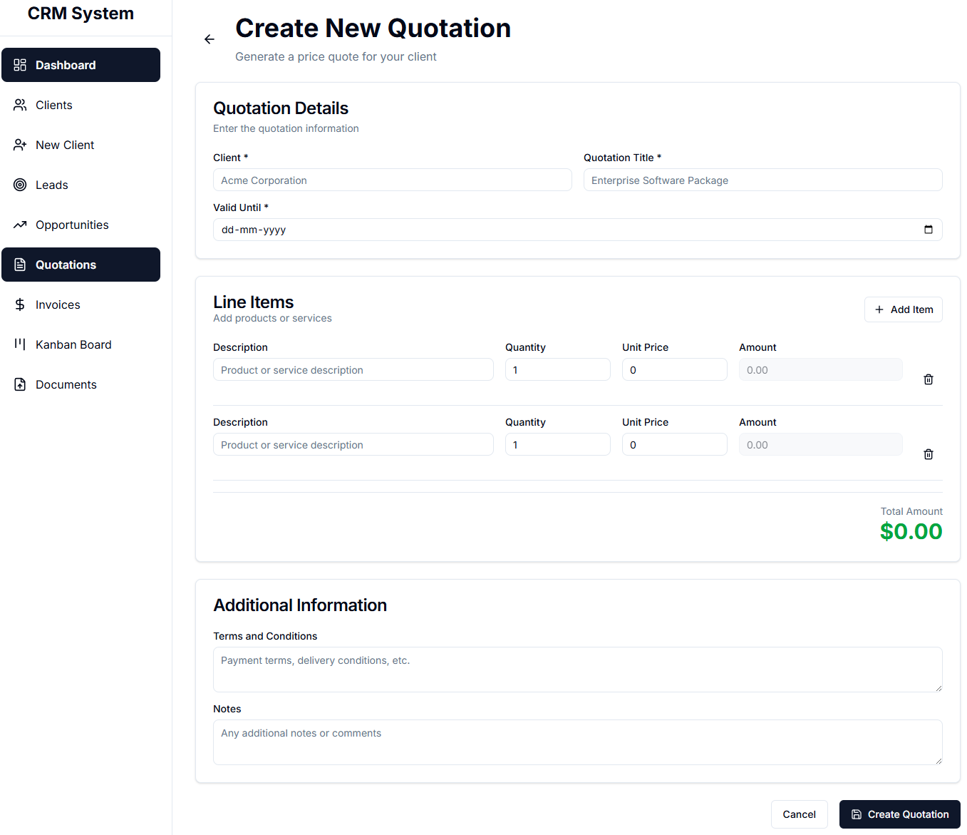 crm opportunities listing page view